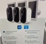Arlo Essential Wireless Spotlight Security Cameras + Solar Panel 3 Pack