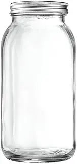 GLING [3 Count 64 oz. Wide-Mouth Glass Mason Jars with Metal Airtight Lids and Bands 2 Quart Large For Preserving, & Meal Prep