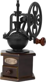 Manual Coffee Grinder Vintage Great Gift Wooden Roller Grain Mill Hand Crank