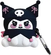 Cute Cartoon Character Airpod Case, Drop-proof Soft Silicone Airpod 1/2 Case, Funny Kawaii Fashion Cartoon 3D Case for AirPod 1/2 (Black Dress)