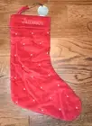 West Elm Red Velvet Stocking 18" Jameson Monogram NEW NWT