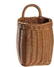 Woven Basket Wall Decor, Handmade Rattan Wicker Hanging Basket, Decorative Storage, Size Medium/large for Kitchen, Flowers, Mail, and More Multi-Purpose Space Saving