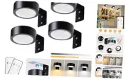 4-Pack Picture Light Battery Operated with Remote, Led Lights Black 4 Pack