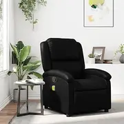Massage Recliner Chair - Single Sofa for Living Room, Manual Reclining, Padded Seat, Modern Space Design, Reclinable Lounge Chairs, Black Faux Leather
