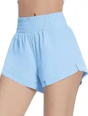 [EXARUS] Girls Athletic Running Shorts Dolphin Side Slit Flowy with Pockets High Waisted Short Workout Sports for Kids