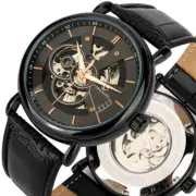 FORSINING Mens Sport Watch Military Automatic Mechanical Skeleton Watches Black
