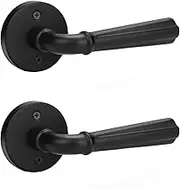 Orger 2 Pack Matte Black Dummy Door Handle Pantry Door Lock, Non-Turning Interior Closet Door Lever with Round Rosette