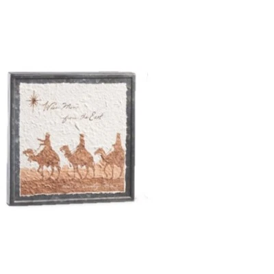 Three Wise Men on Textured Paper on Galvanized Block 10" by Raz - Free Shipping