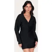Black Knitted Tailored Hook And Eye Cardigan, Black