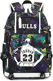 Basketball MJ23 Luminous Backpack Travel Daypacks Fans Bookbag For Men Women (Blue - Pattern 2)