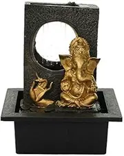 ARTINEST Indoor Tabletop Carving Rock Stone Golden Buddha Water Fountain with Crystal LED Light and Adjustable Speed Control Pump (Size: 26 x 21 x 18.5 cm)