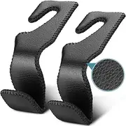 Extractme 2 Pack Car Seat Headrest Hooks, Superior Leather Back Seat Organizer Hanger Holder Hook - Universal Vehicle Car Hook for Hanging Handbag, Grocery Bags, Coat, Clothes, Umbrella