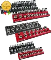 6-Piece Magnetic Socket Organizer Set, 1/2", 1/4" and 3/8" SAE & Metric Deep & S