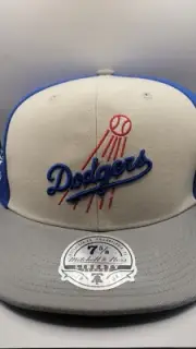 LA Dodgers Mitchell & Ness 7 ⅝ Blue White Hat 100th Anniversary 1890 - 1990