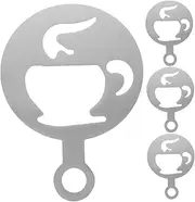 Coffee DIY Templates 4pcs Decorative Latte Stencils Reusable Stainless Steel for Cappuccino