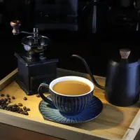 在飛比找ETMall東森購物網優惠-咖啡杯拿鐵拉花杯歐式咖啡杯碟套裝意式咖啡杯陶瓷杯復古卡布奇諾