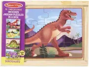 Melissa & Doug Wooden Jigsaw Puzzles In A Box 12pcs 4/pkg-Dinosaurs