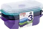 Decor Oblong Jewel Container, Pack of 3 Pieces, 900ml Capacity, Assorted
