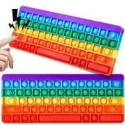 Keyboard Push Bubble Fidget Sensory Toys Rainbow Popping Silicone Game Toy Anxie