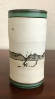 Handmade Art Pottery Vase, Desert Scene, Signed by Unknown Artist, Immaculate!