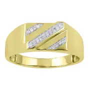 Bevilles Men's Ring with 0.10ct of Diamonds in 9kt Yellow Gold