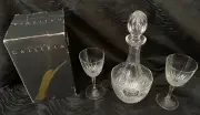 TOSCANY YUGOSLAVIA FINE HAND CUT LEAD CRYSTAL AUGUSTA DECANTER w/ Box, Glasses