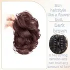 Synthetic Claw Clip in Hairpiece Flower Bud Bun Fluffy Wig Wavy Ponytail