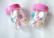 2Pcs Plastic Spice bottle With Spoon Pink Portable Camping Kitchen New Tools