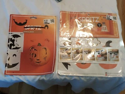NEW HALLOWEEN DECORATIONS LOT Spritz Foil transfer clings and stencil book
