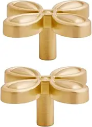 Brass Handles 2 Pack Drawer Single Hole Gold Bow Handle Shoe Cabinet Wardrobe Cabinet Handle Single Hole