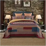 Quilt Set King Queen Size - 3 Piece Cotton Bedspread Reversible Coverlet Patchwork Bedding Set Lightweight Bedcover Vintage Bedspreads All Season Quilts (Color : A, Size : 230x250cm-50x70cm x2)
