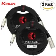2-PACK Kirlin 3FT 3-Pin XLR Male to RCA 24AWG Patch Cable MP-485 PR-03/BK