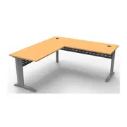 Open Workstation With Return Beech And Silver 1800X1800Mm