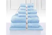 Super Plush 100% Fresh Combed Cotton Bathtowel Set 7PC Baby Blue