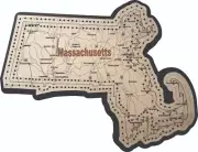 Massachusetts Shaped Road Map Cribbage Board