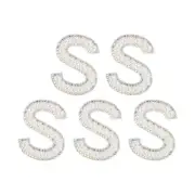 Iron on Letter S Patch Rhinestone Shiny Pearl English Alphabet Sewing Patch 5Pcs