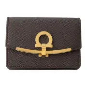 Ferragamo Women Wallet Accessories Gancini Card Case Ghanash Brown Limited Editi