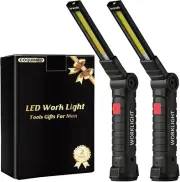 Rechargeable LED Work Light with Magnetic Base - 2 Pack Black