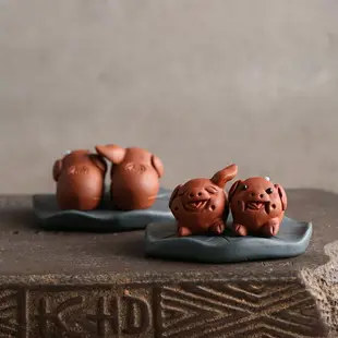 宜興紫砂茶寵豬擺件手工精品茶具道茶盤生肖小豬招財福氣可養飾物