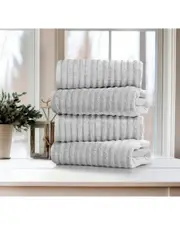 Bibb Home 4-Pack Ribbed Egyptian Cotton Bath Towel Set
