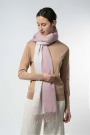 Merinosnug Extra Fine Large Merino Wool Scarf Australia – 90% Merino, 10% Alpaca, Dark Pink White