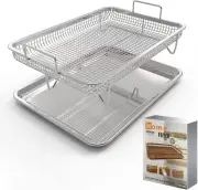 Air Fryer Basket for Oven - Stainless Steel 1/4 Rimmed Baking Sheet with Wire Ra