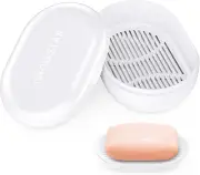 White Soap Bar Holder, Travel Soap Container, Portable Soap Dish with Lid, Leakp