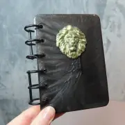 LION Notebook Blank Journal Planner 3D Gray Gold Sketchbook Diary Grimoire A7