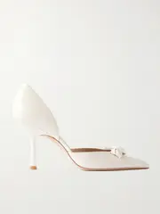 [Stuart Weitzman] Stuart Weitzman - Rosie D'orsay Appliquéd Leather Point-toe Pumps - Cream - US6 US 6 Cream