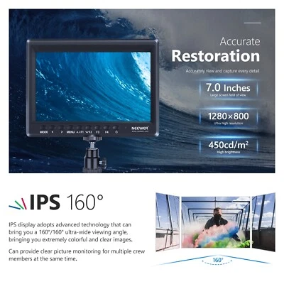 Neewer F100 7inch Camera Field Monitor IPS HD HDMI Input 1080p for DSLR Cameras