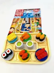 IWAKO Japanese Puzzle Erasers SUSHI-GO-ROUND SUSHI COMBO Blister Card Set