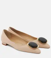 [Manolo Blahnik] Manolo Blahnik Chiaran leather ballet flats AU 5 beige