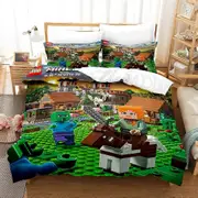 Minecraft Bedding Suit Duvet Cover 3D Printing Boy Girl Theme Room Decoration Comfortable 3 Piece Set RH-00005 200*228cm Three-piece Set