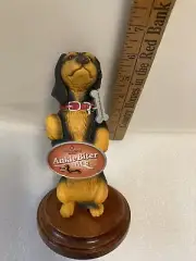 THREE DACHSHUNDS ANKLE BITER BLACK & TAN short draft beer tap handle. WISCONSIN